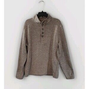 Redhead Men’s Long Sleeve Brown 1/4 Button Sweater Top Pullover - Size Large